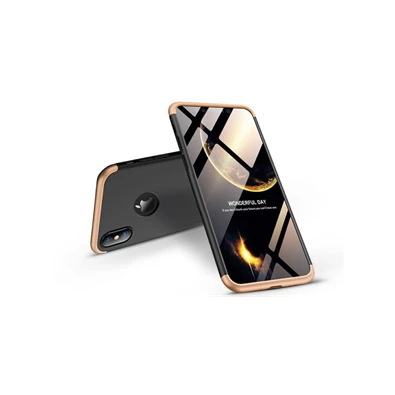 GKK GK0261 Apple iPhone XS Max hátlap - GKK 360 Full Protection 3in1 - Logo - fekete/arany