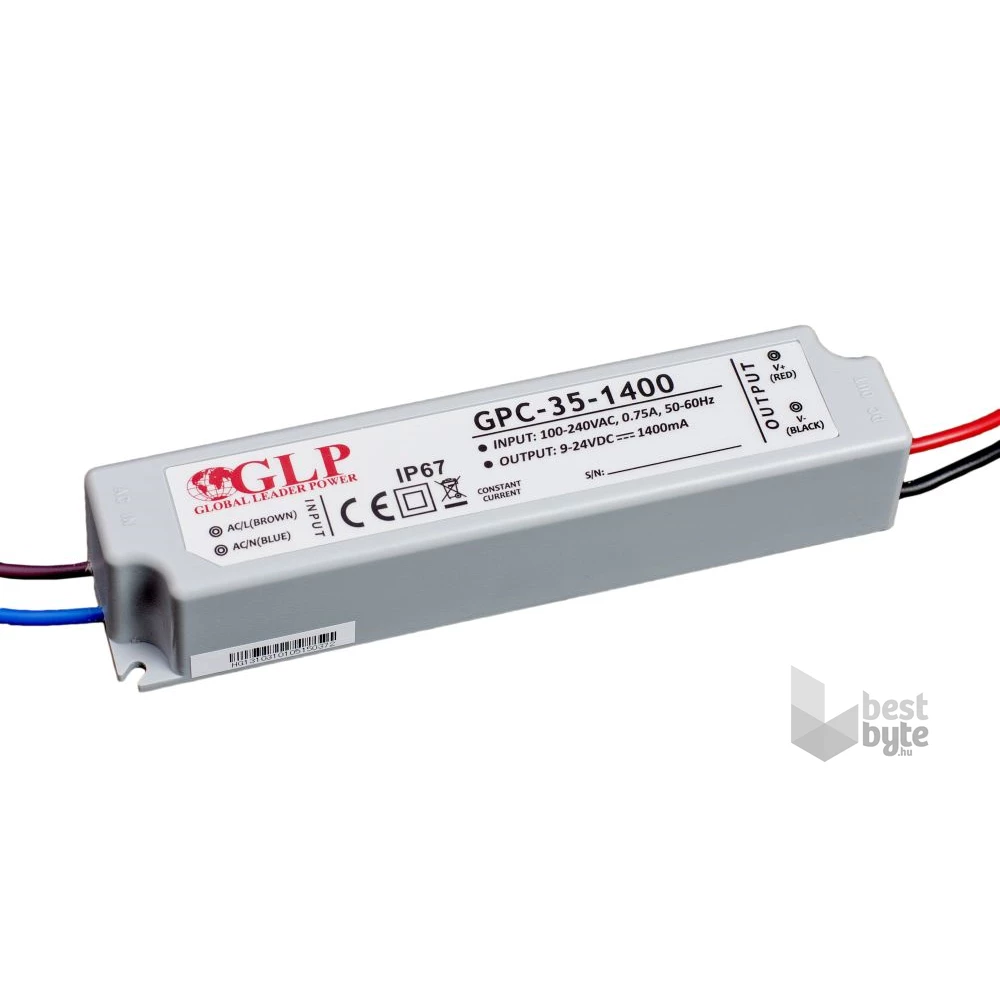 GLP GPCP-35-1400 33.6W 12~24V 1400mA IP67 LED tápegység