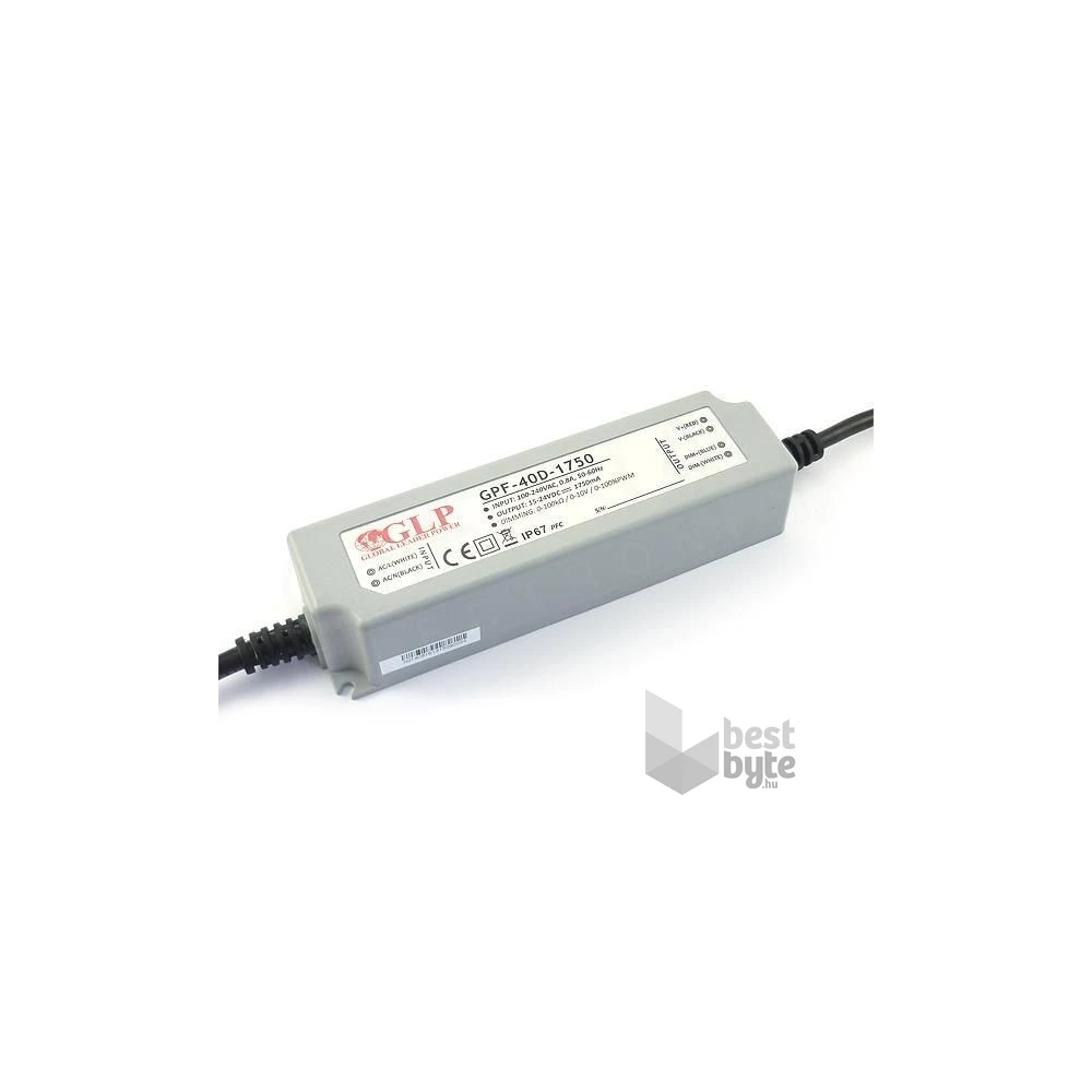 GLP GPF-40D-1750 42W 15~24V 1750mA IP67 LED tápegység