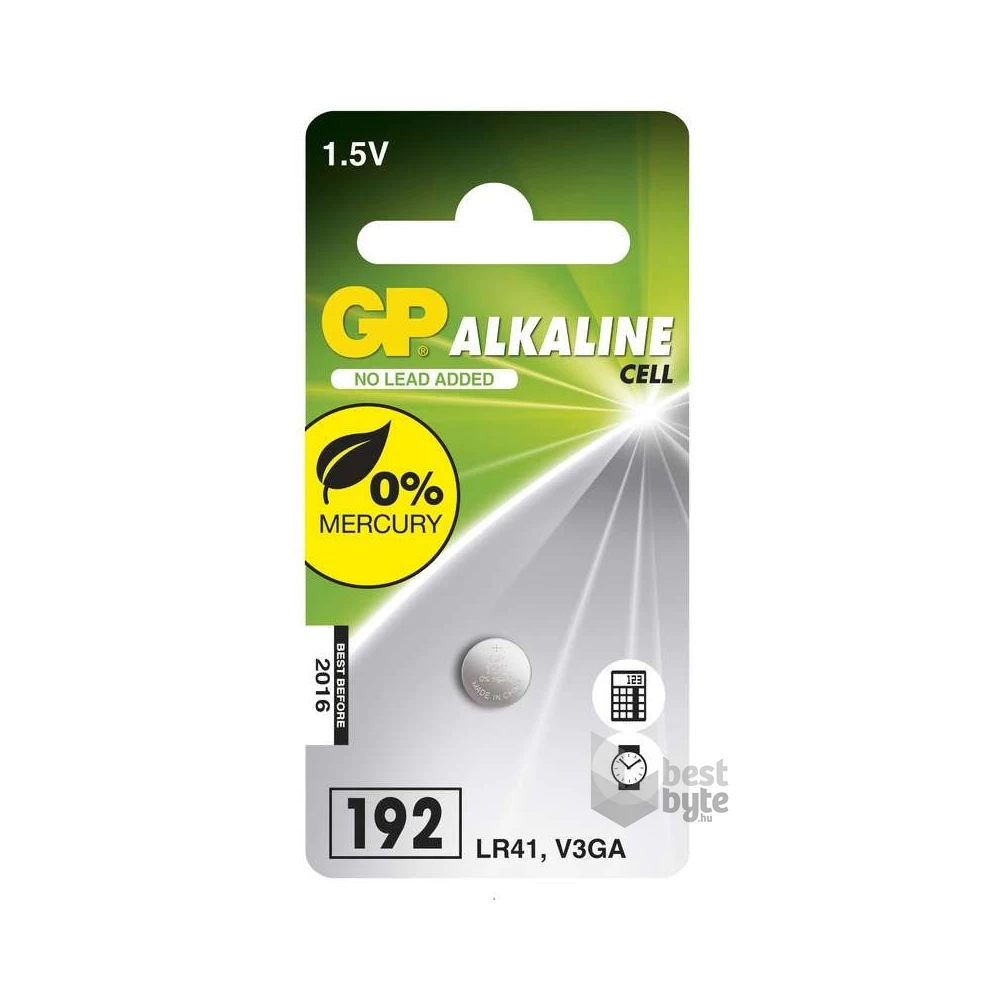 GP LR41 (192) alkáli gombelem 1db/bliszter