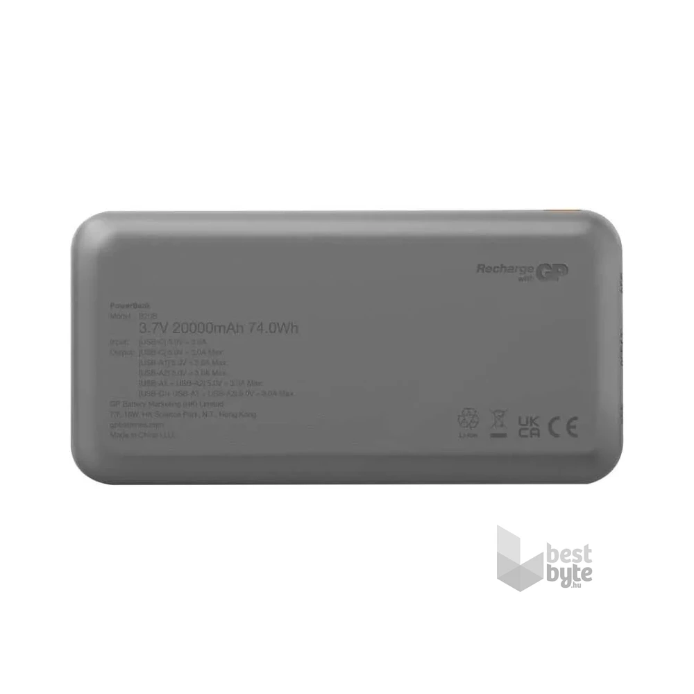 GP B+ Series, 20 000 mAh, 15 W, fekete powerbank