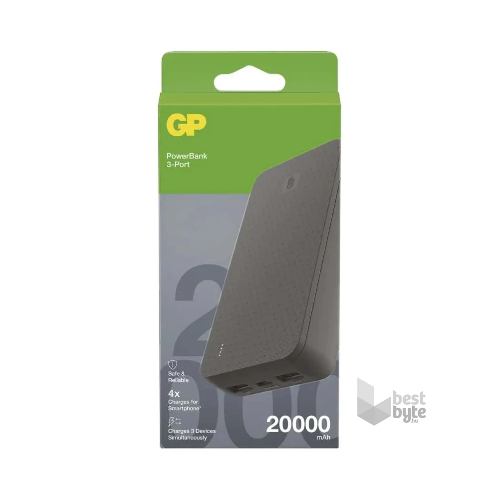 GP B+ Series, 20 000 mAh, 15 W, fekete powerbank