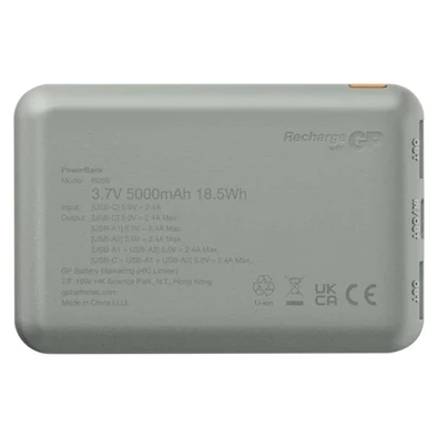 GP B+ Series, 5 000 mAh, 12 W, zöldesszürke powerbank