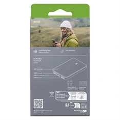 GP B+ Series, 5 000 mAh, 12 W, zöldesszürke powerbank