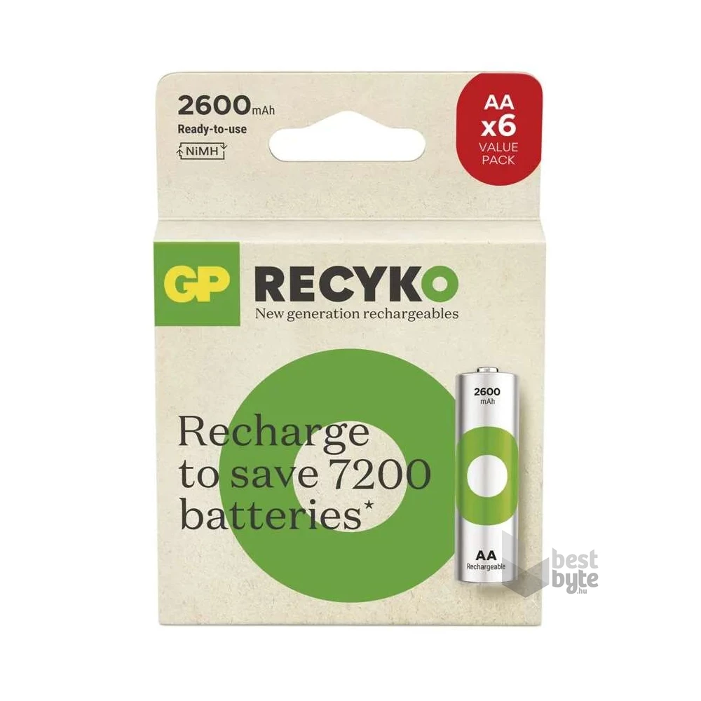 GP ReCyko NiMH Akkumulátor HR6 (AA) 2600mAh 6db
