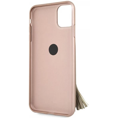 GUESS Saffiano iPhone 11 Pro gyűrűs kitámasztóval rózsaszín kemény tok