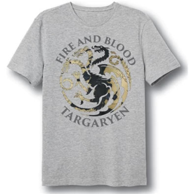 Game of Thrones - Targaryen Fire and Blood szürke póló, XL méret