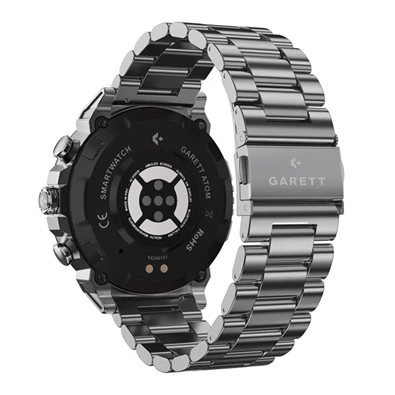 Garett Atom ezüst-fekete fém/szilikon okosóra