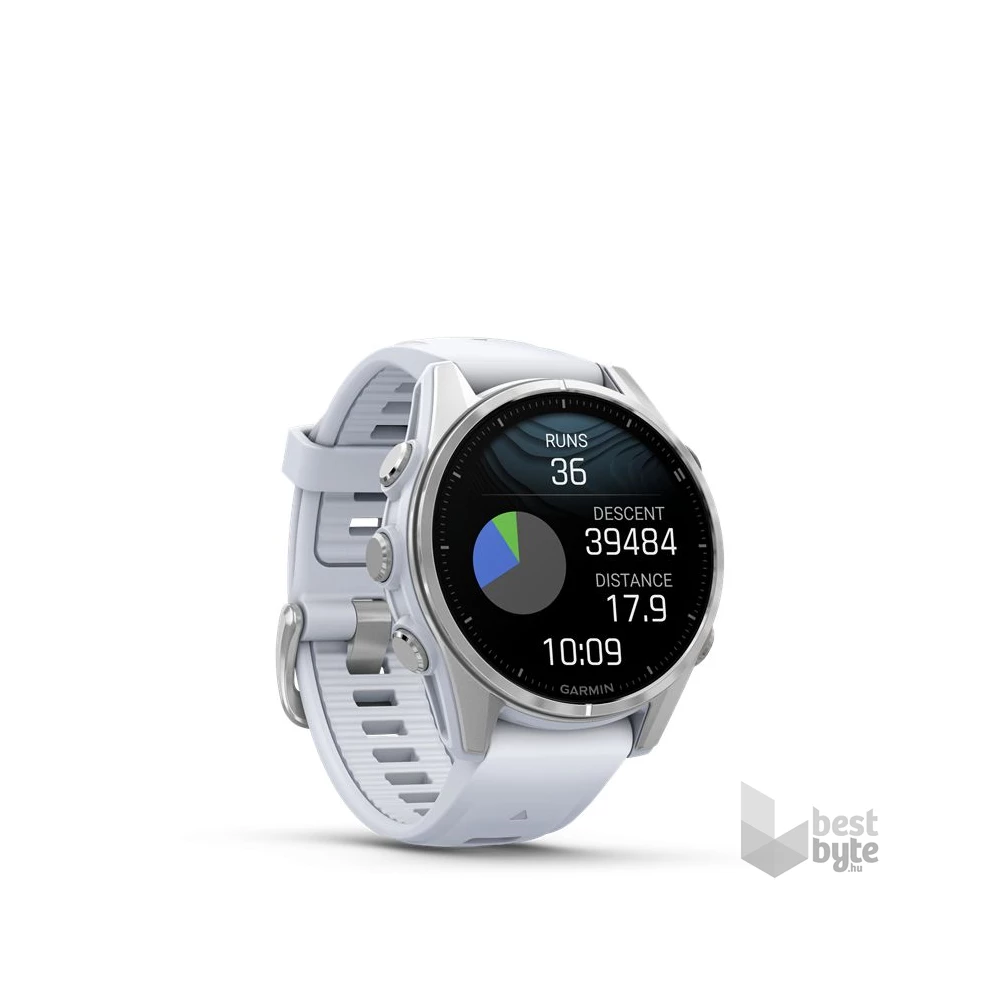 Garmin 010-02903-00 fenix 8 AMOLED (43mm) fehér szilikon pántos ezüst okosóra