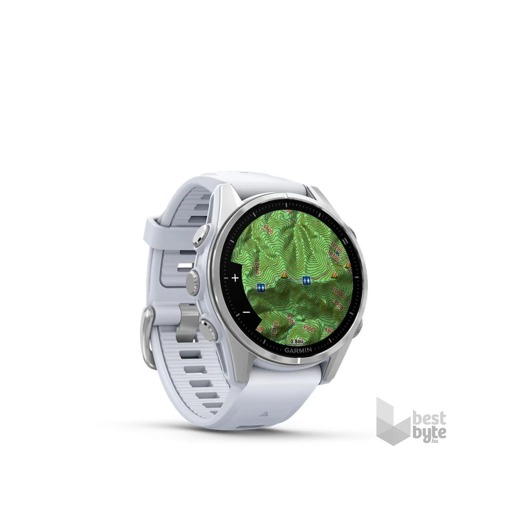 Garmin 010-02903-00 fenix 8 AMOLED (43mm) fehér szilikon pántos ezüst okosóra