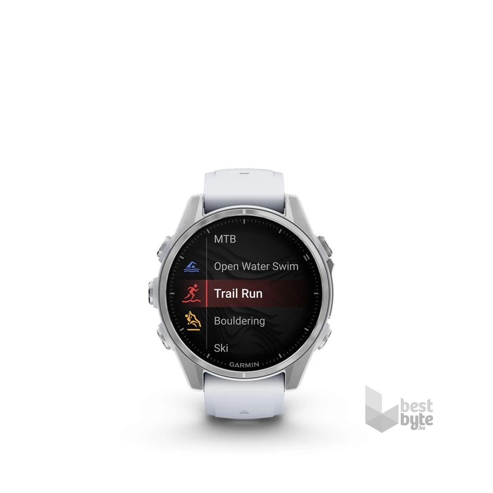 Garmin 010-02903-00 fenix 8 AMOLED (43mm) fehér szilikon pántos ezüst okosóra