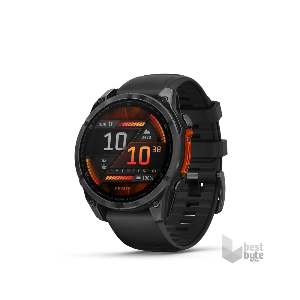 Garmin 010-02904-00 fenix 8 AMOLED (47mm) szilikon pántos fekete okosóra