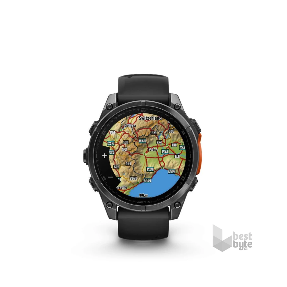 Garmin 010-02904-00 fenix 8 AMOLED (47mm) szilikon pántos fekete okosóra