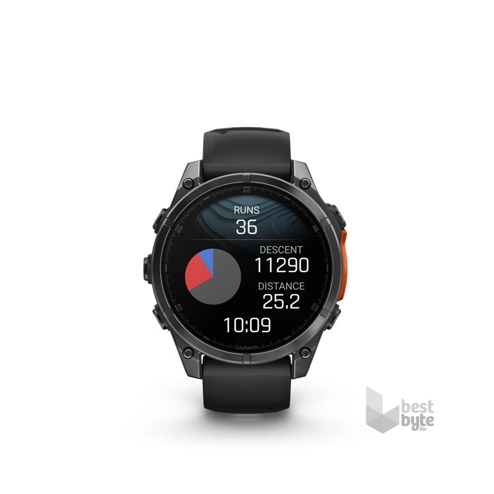 Garmin 010-02904-00 fenix 8 AMOLED (47mm) szilikon pántos fekete okosóra
