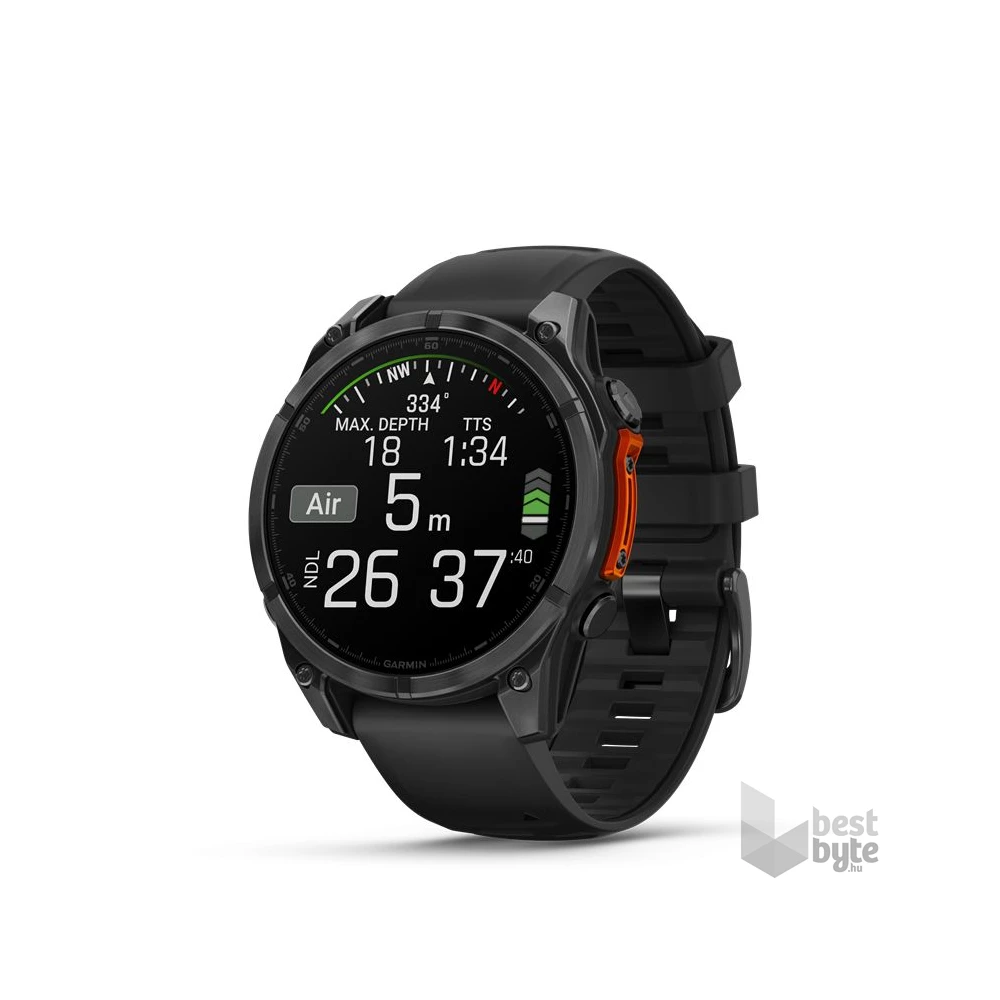 Garmin 010-02904-00 fenix 8 AMOLED (47mm) szilikon pántos fekete okosóra