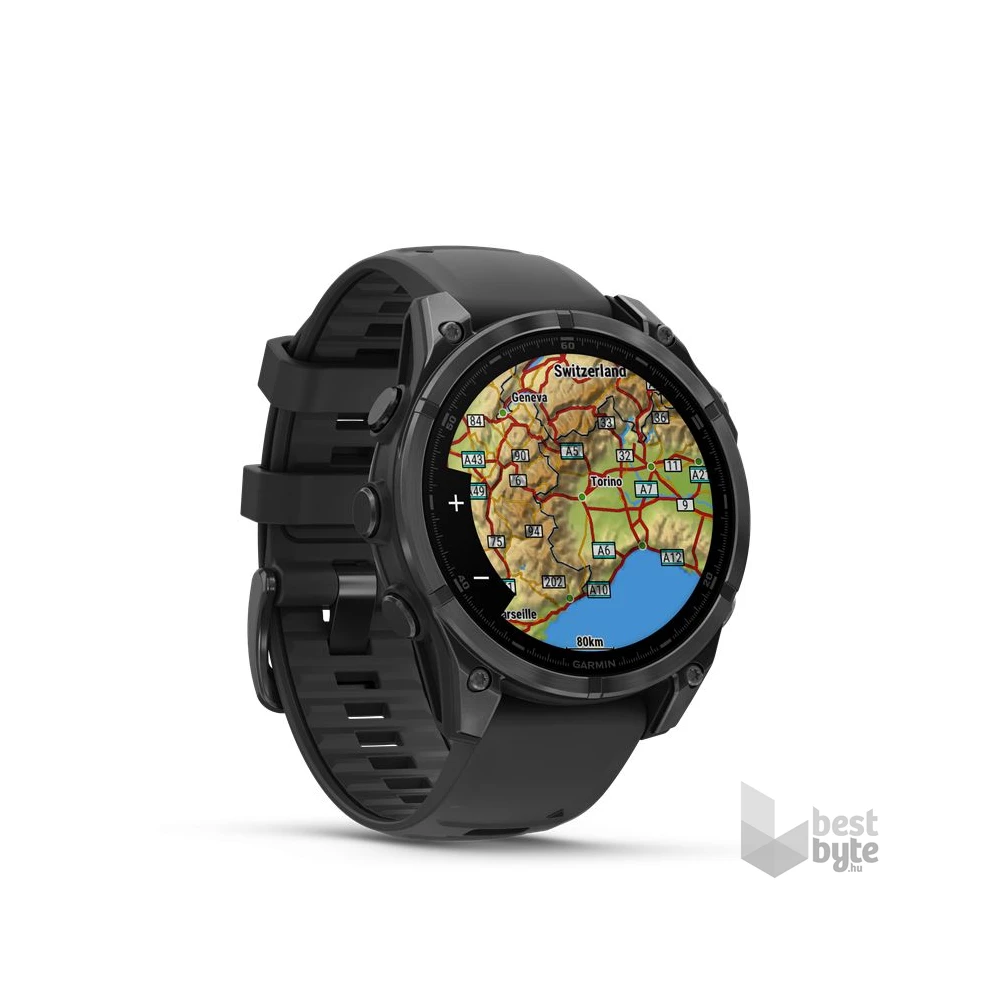 Garmin 010-02904-00 fenix 8 AMOLED (47mm) szilikon pántos fekete okosóra