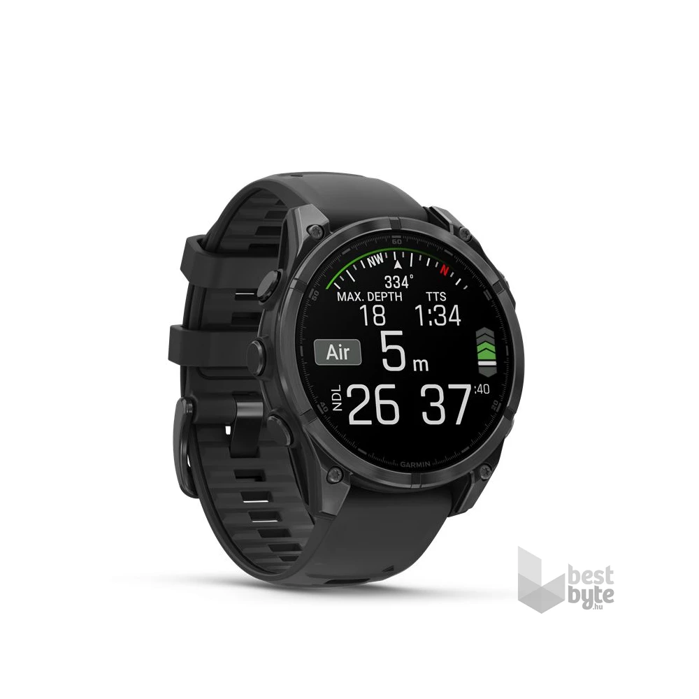 Garmin 010-02904-00 fenix 8 AMOLED (47mm) szilikon pántos fekete okosóra