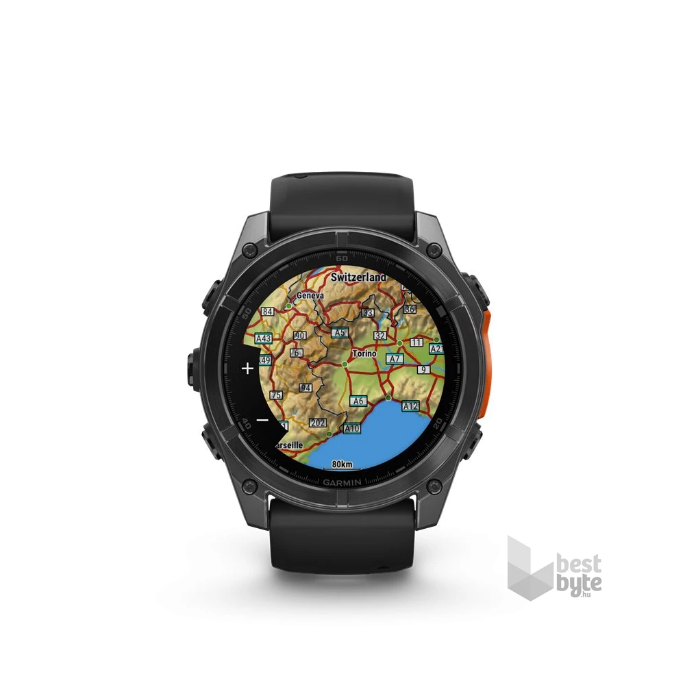 Garmin 010-02905-00 fenix 8 AMOLED (51mm) szilikon pántos fekete okosóra
