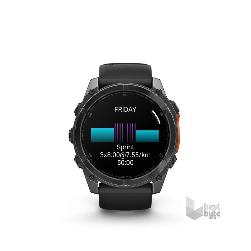 Garmin 010-02905-00 fenix 8 AMOLED (51mm) szilikon pántos fekete okosóra