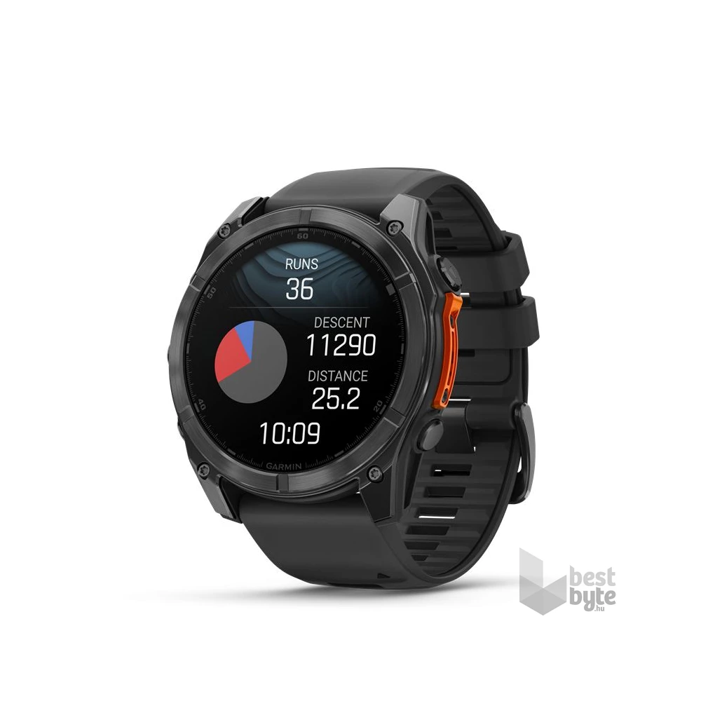 Garmin 010-02905-00 fenix 8 AMOLED (51mm) szilikon pántos fekete okosóra