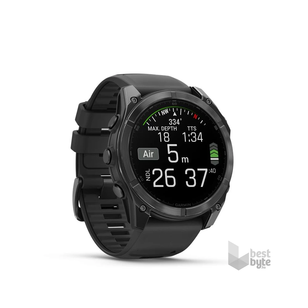 Garmin 010-02905-00 fenix 8 AMOLED (51mm) szilikon pántos fekete okosóra