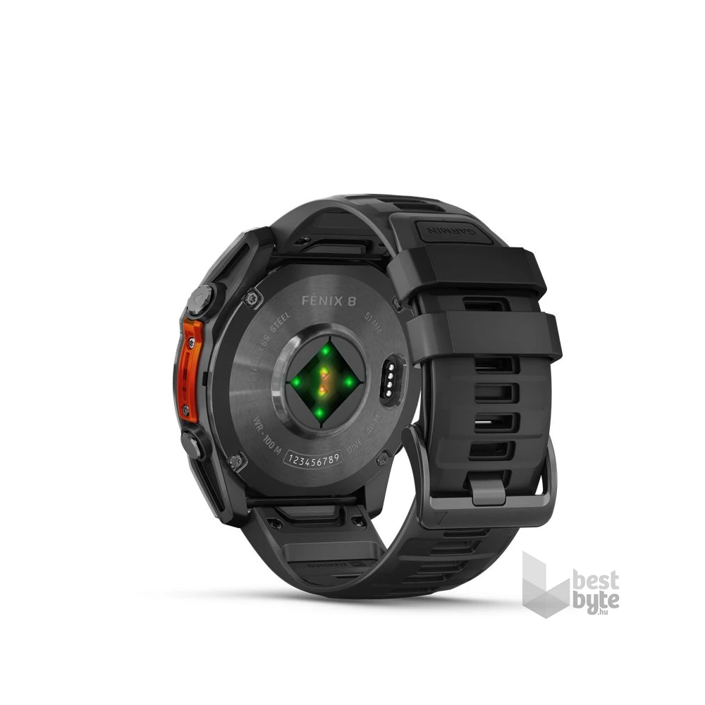 Garmin 010-02905-00 fenix 8 AMOLED (51mm) szilikon pántos fekete okosóra