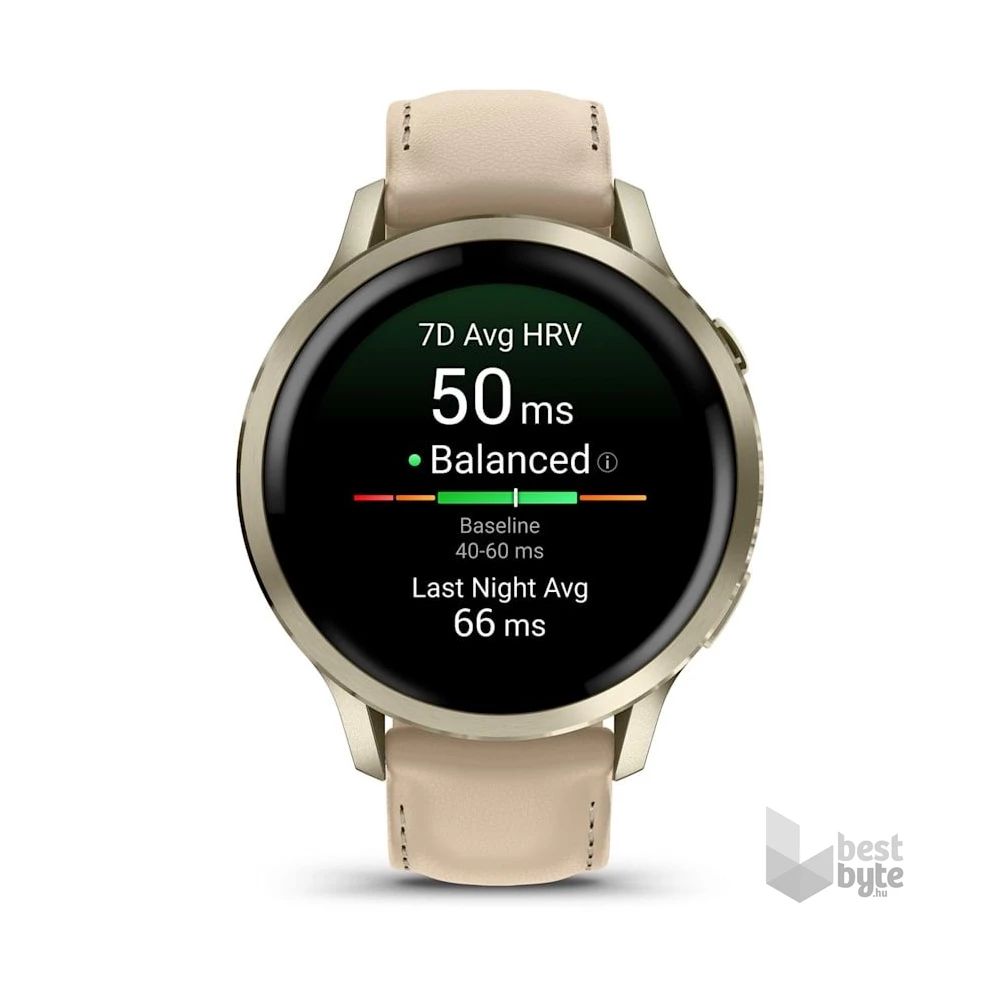 Garmin 010-03013-03 Venu 4 (41mm) csontszínű szilikon és homokszínű bőrszíjjal arany okosóra