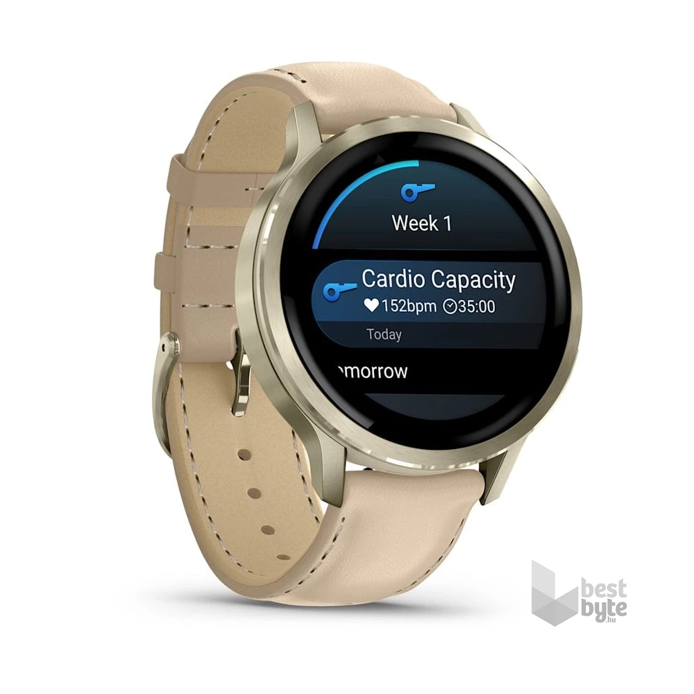 Garmin 010-03013-03 Venu 4 (41mm) csontszínű szilikon és homokszínű bőrszíjjal arany okosóra