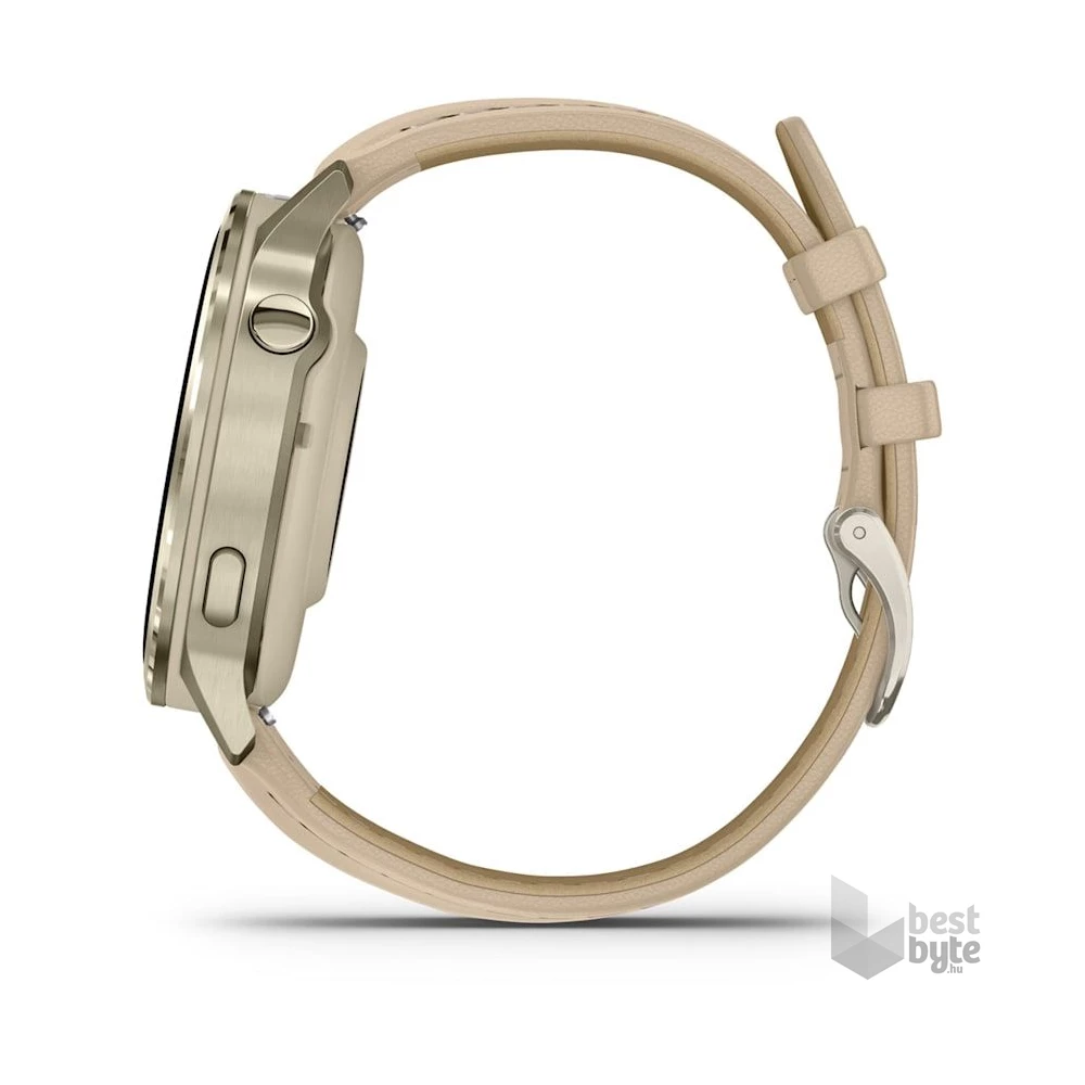 Garmin 010-03013-03 Venu 4 (41mm) csontszínű szilikon és homokszínű bőrszíjjal arany okosóra