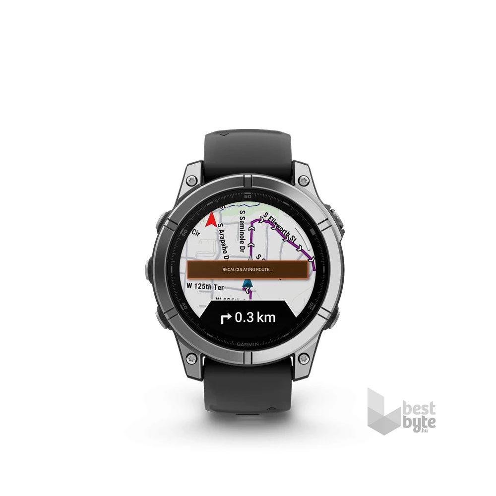 Garmin 010-03025-00 fenix E AMOLED (47mm) fekete szilikon pántos ezüst okosóra