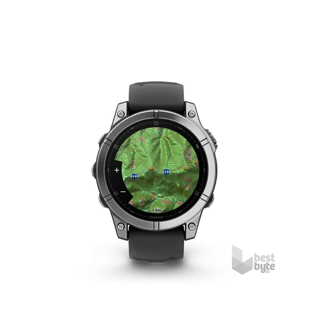 Garmin 010-03025-00 fenix E AMOLED (47mm) fekete szilikon pántos ezüst okosóra