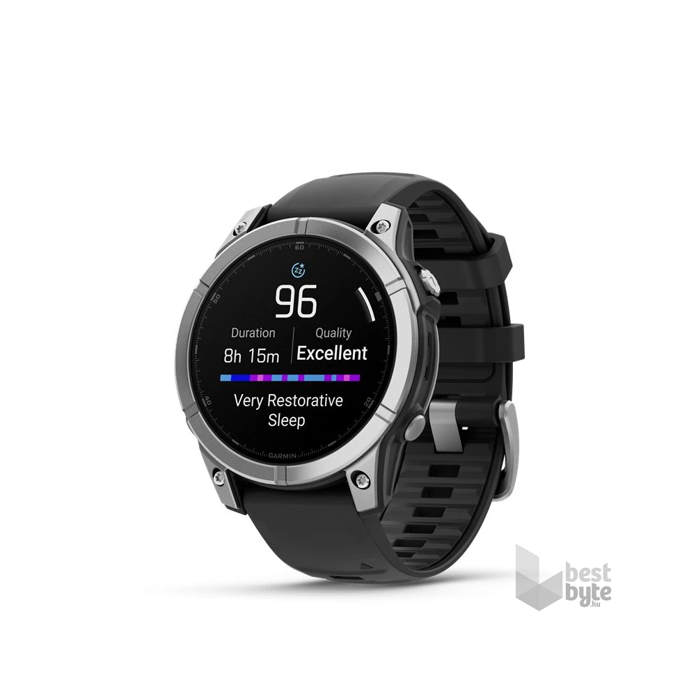 Garmin 010-03025-00 fenix E AMOLED (47mm) fekete szilikon pántos ezüst okosóra