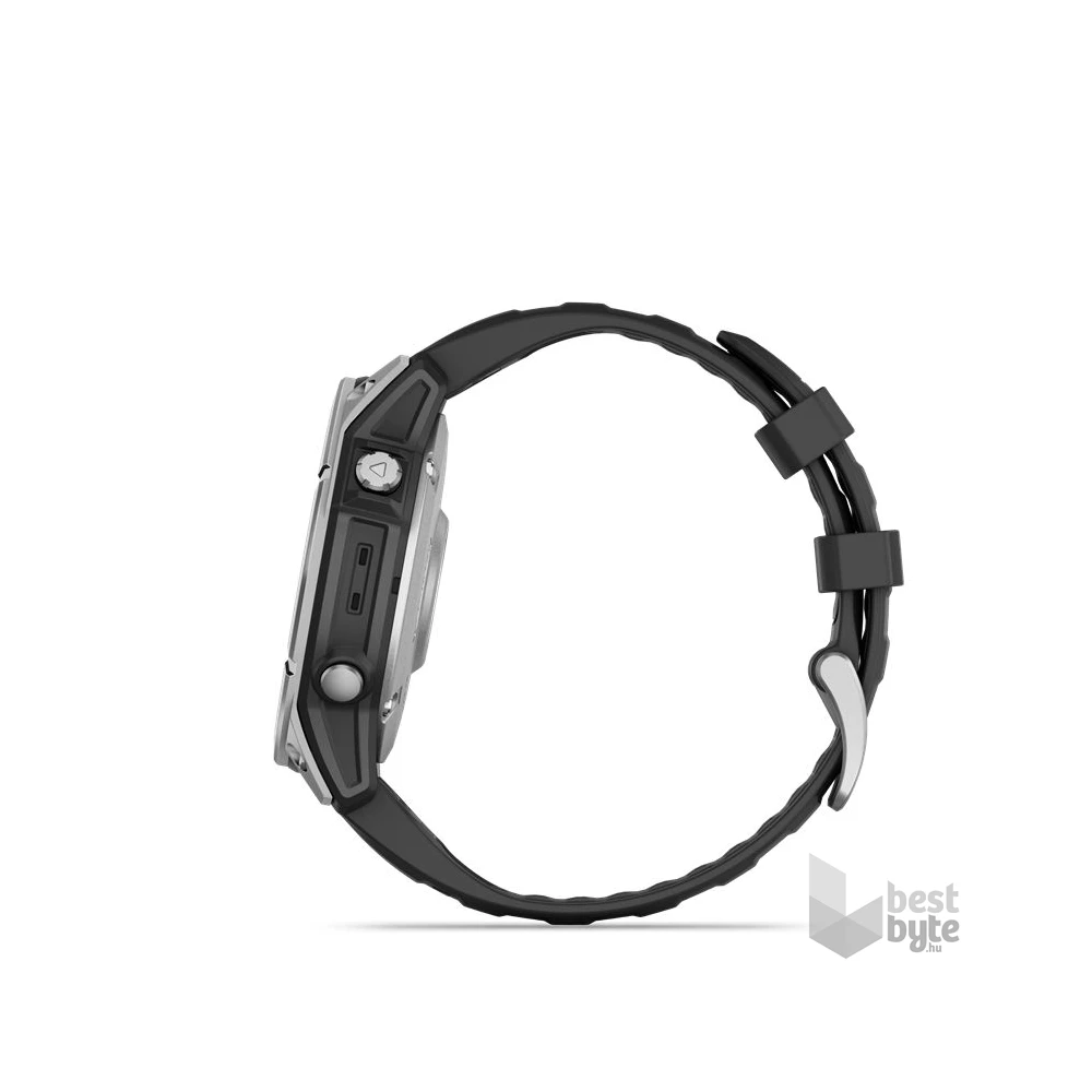 Garmin 010-03025-00 fenix E AMOLED (47mm) fekete szilikon pántos ezüst okosóra