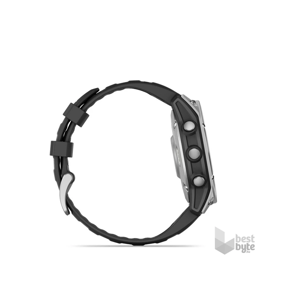 Garmin 010-03025-00 fenix E AMOLED (47mm) fekete szilikon pántos ezüst okosóra