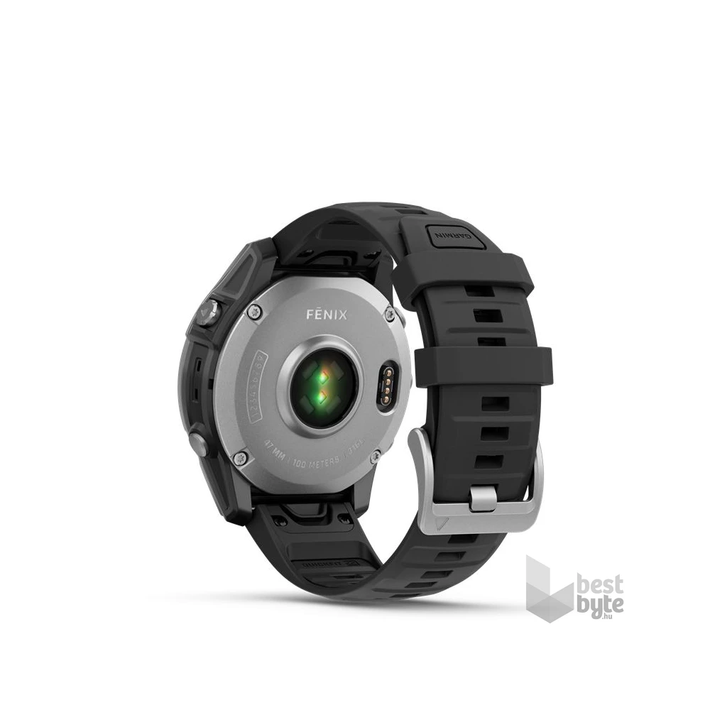 Garmin 010-03025-00 fenix E AMOLED (47mm) fekete szilikon pántos ezüst okosóra