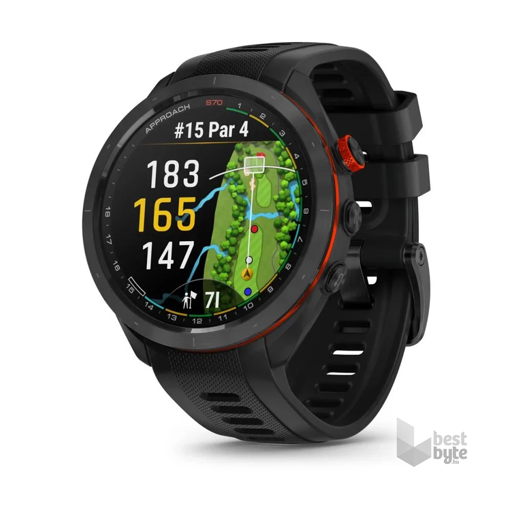 Garmin Approach S70 (47mm) fekete kerámia fekete szilikon szíjjal (ED) okosóra