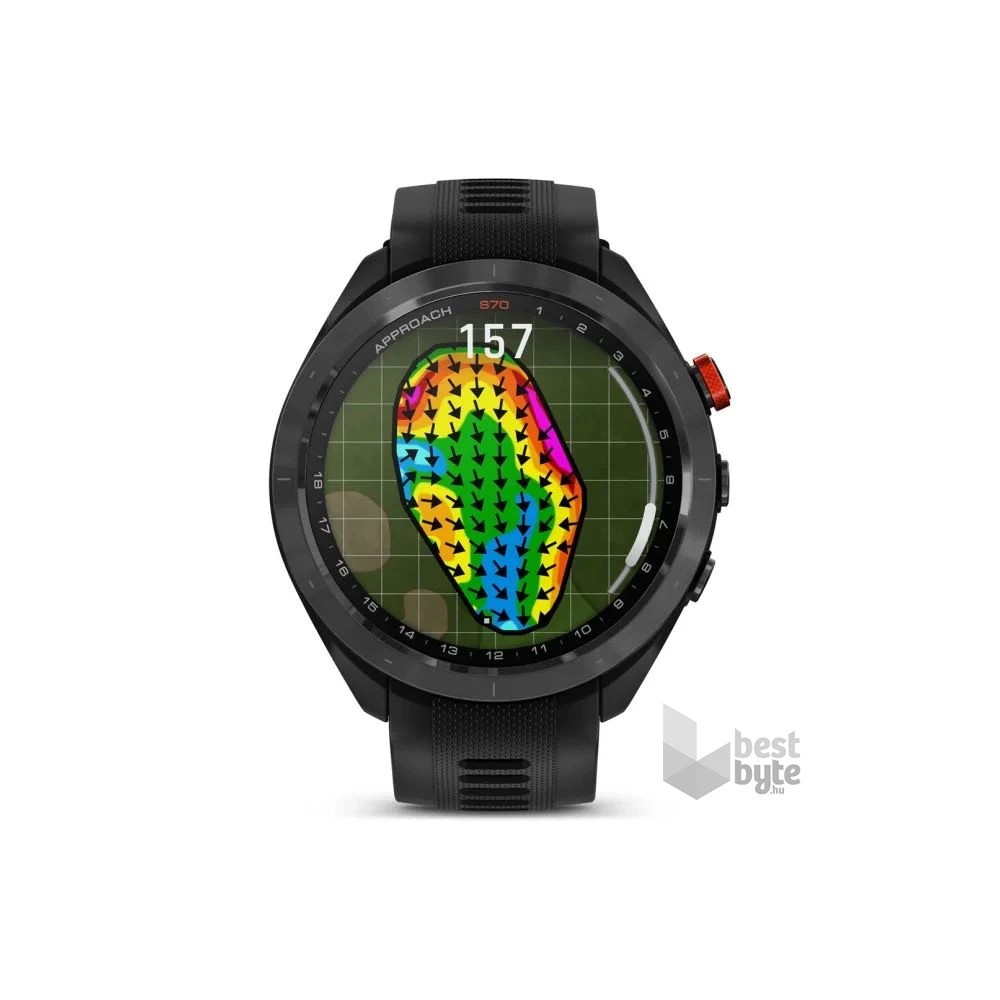 Garmin Approach S70 (47mm) fekete kerámia fekete szilikon szíjjal (ED) okosóra