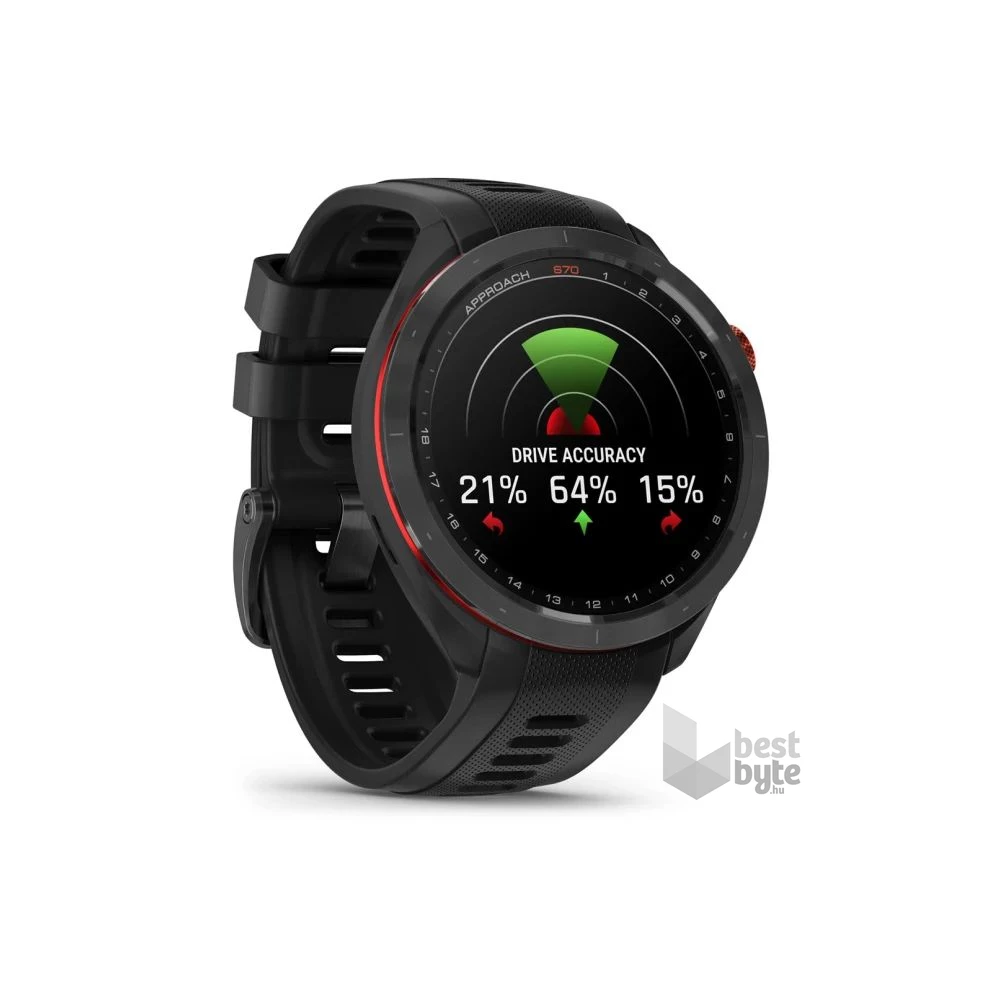 Garmin Approach S70 (47mm) fekete kerámia fekete szilikon szíjjal (ED) okosóra