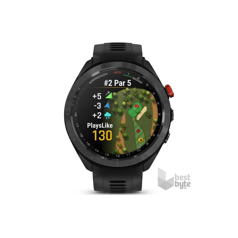 Garmin Approach S70 (47mm) fekete kerámia fekete szilikon szíjjal (ED) okosóra