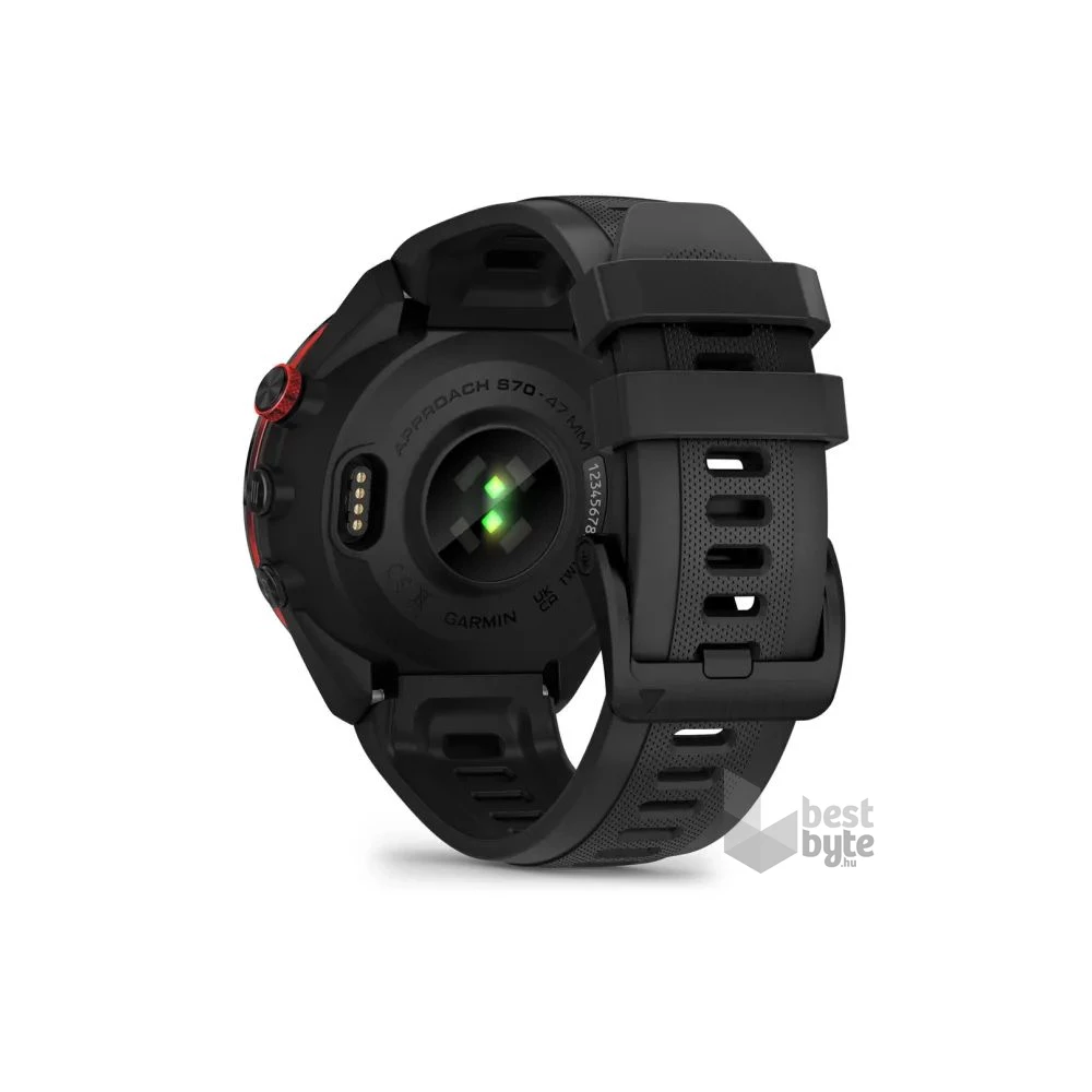 Garmin Approach S70 (47mm) fekete kerámia fekete szilikon szíjjal (ED) okosóra