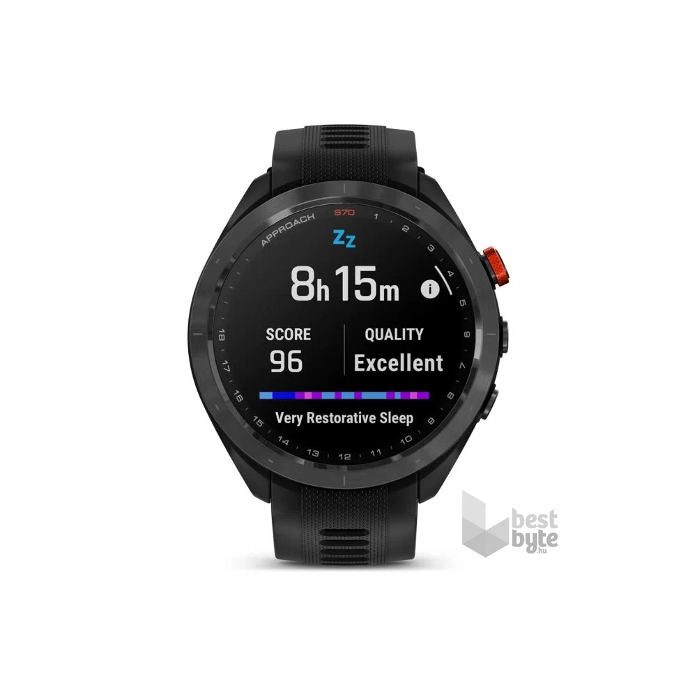 Garmin Approach S70 (47mm) fekete kerámia fekete szilikon szíjjal (ED) okosóra