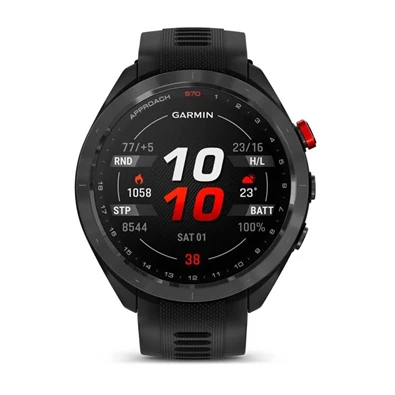 Garmin Approach S70 (47mm) fekete kerámia fekete szilikon szíjjal (ED) okosóra