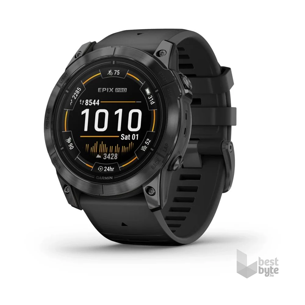 Garmin Epix Pro (Gen 2) 51 mm, szürke, fekete szilikon szíjjal okosóra