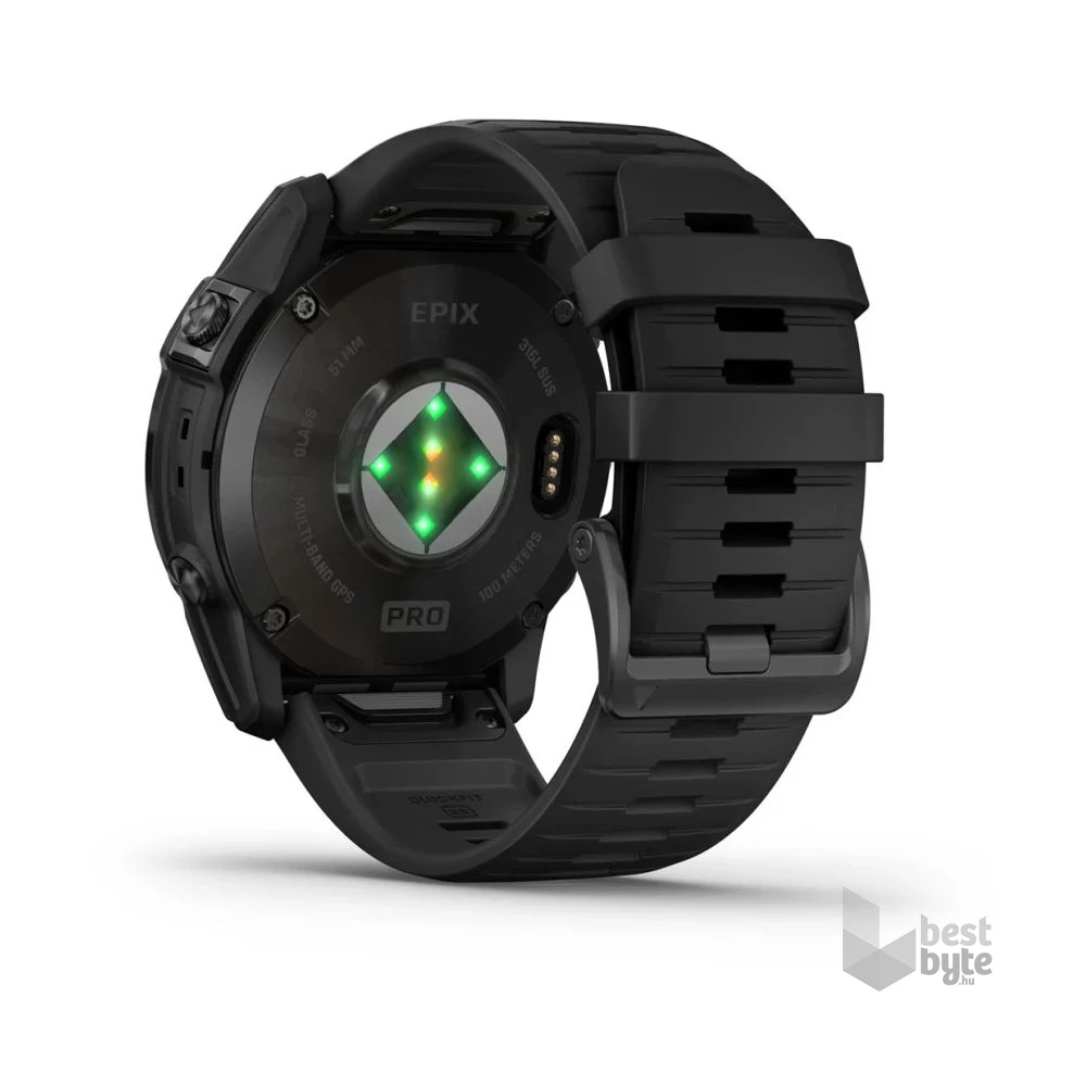 Garmin Epix Pro (Gen 2) 51 mm, szürke, fekete szilikon szíjjal okosóra