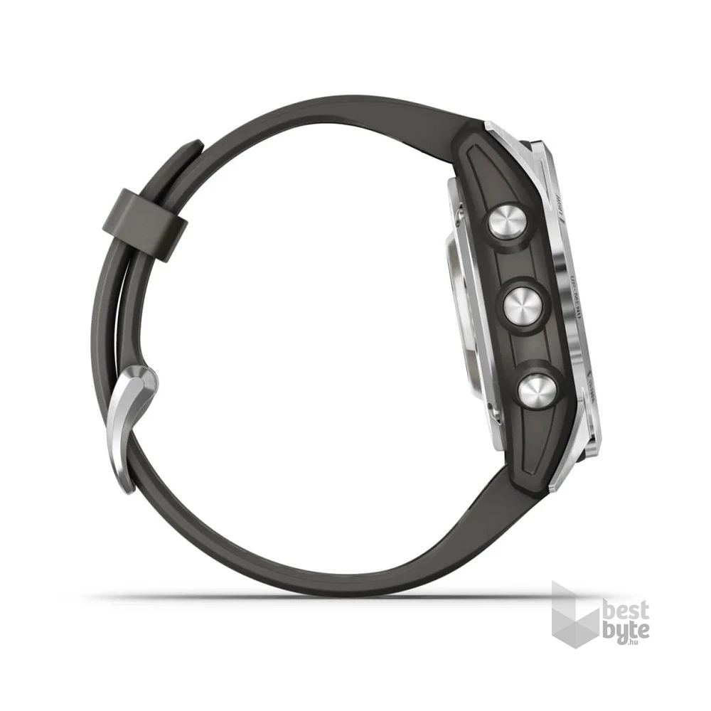 Garmin Fenix 7S Pro Solar, ezüst, grafitszürke szilikon szíjjal okosóra