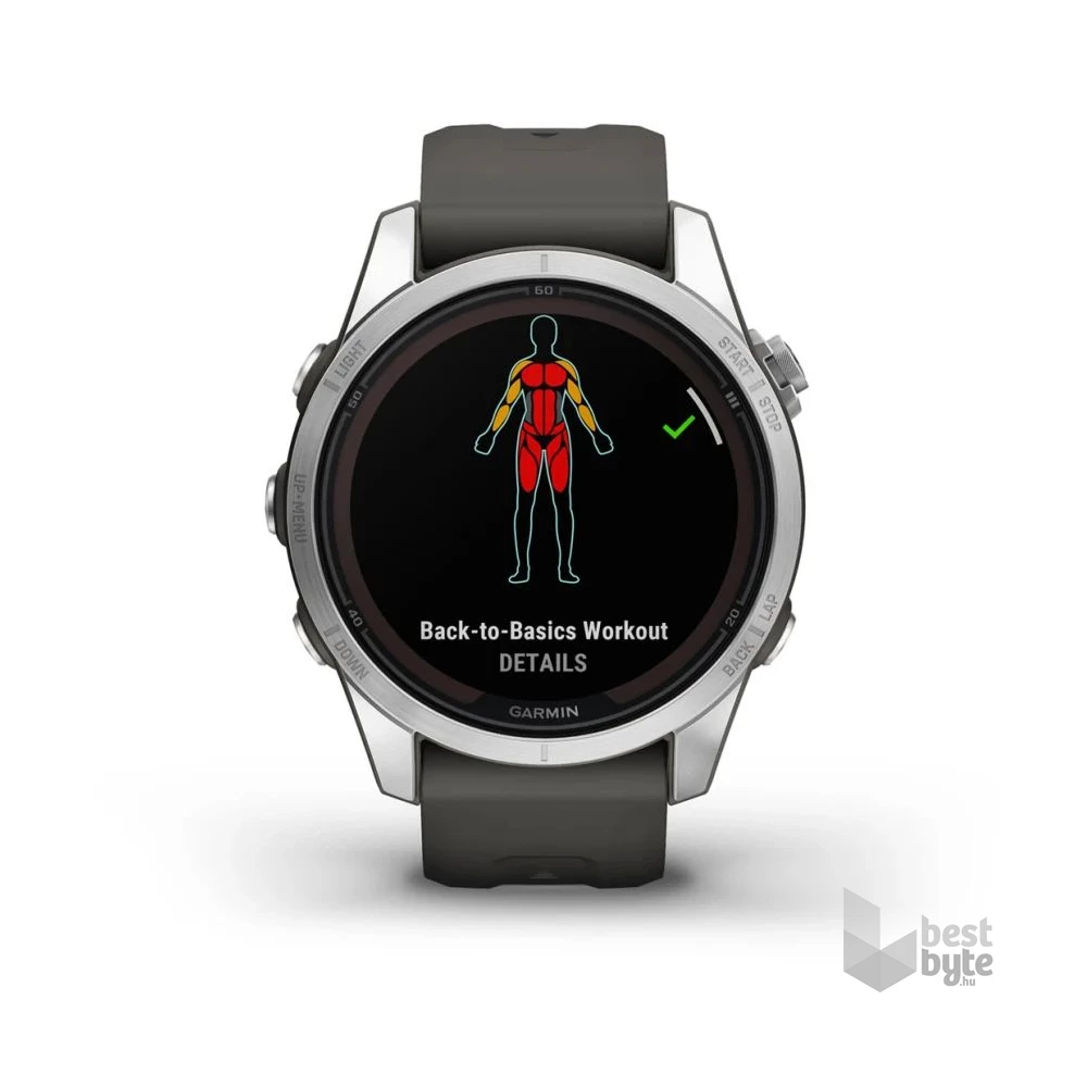 Garmin Fenix 7S Pro Solar, ezüst, grafitszürke szilikon szíjjal okosóra