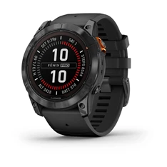 Garmin Fenix 7X Pro Solar, szürke, fekete szilikon szíjjal okosóra