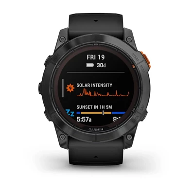 Garmin Fenix 7X Pro Solar, szürke, fekete szilikon szíjjal okosóra