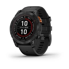 Garmin Fenix 7 Pro Solar, szürke, fekete szilikon szíjjal okosóra