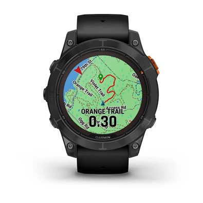 Garmin Fenix 7 Pro Solar, szürke, fekete szilikon szíjjal okosóra